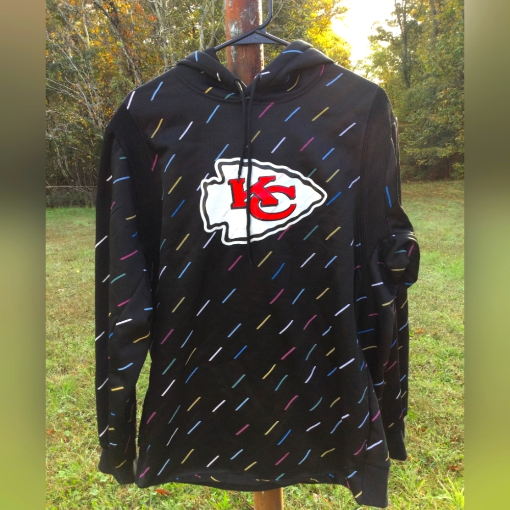 Nike Onefield Apparel NFL Patrick Mahomes 15 Black Hoodie with Colorful Streaks